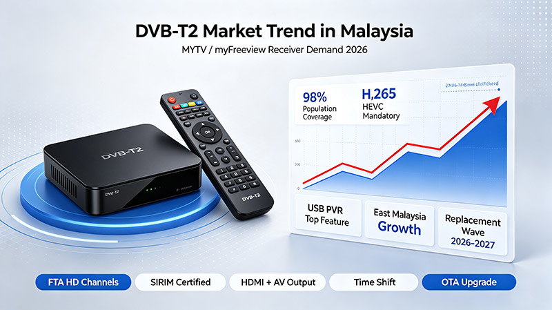 DVB-T2 markedstendens i Malaysia (2026 myFreeview / MYTV)